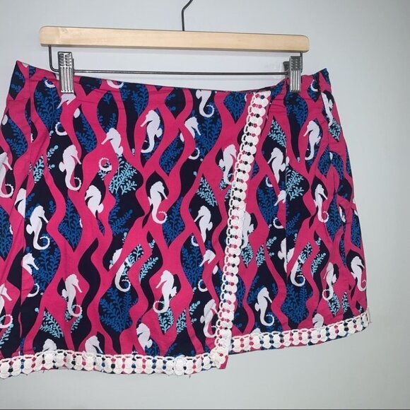 Crown‎  & Ivy Skort Seahorse Pink Blue Crochet Wrap Style Size 12 US Petite - Picture 3 of 9